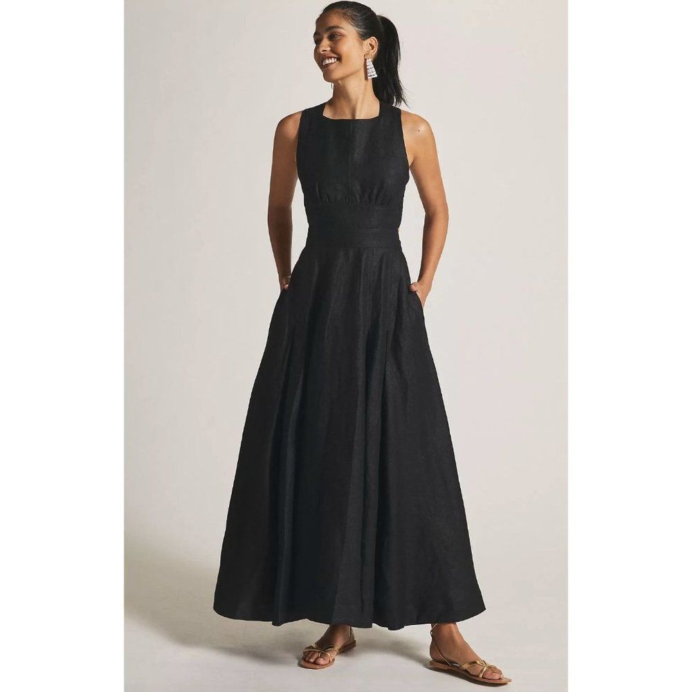 Anthropologie Aureta Studio Boatneck Linen Maxi Dress - Picture 3 of 14